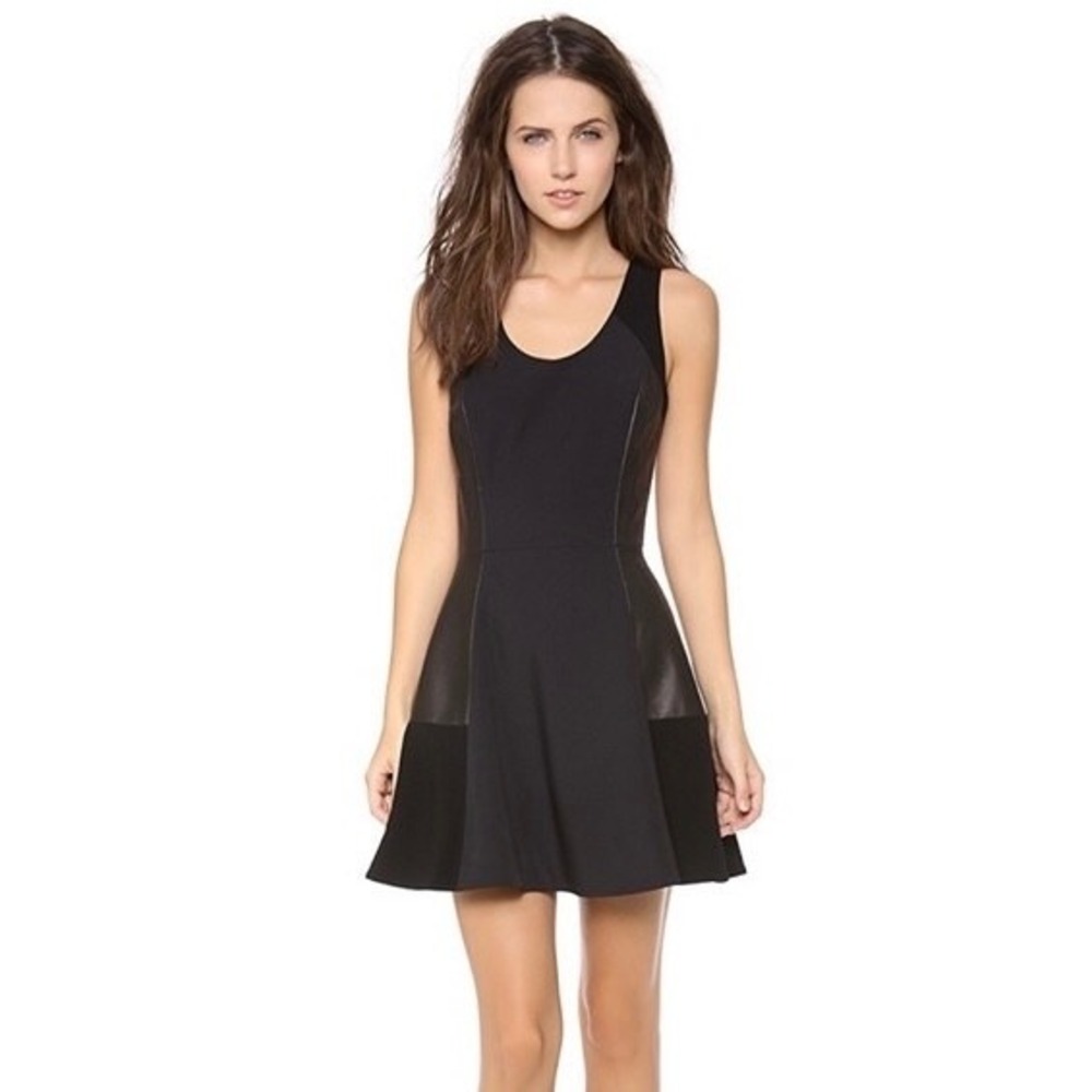 RAG & BONE Leather Montrose Fit N' Flare Little Black Dress Panel Mini Size 6